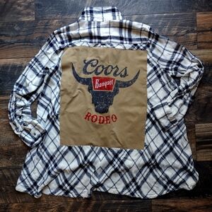Women's oversized cozy upcycled Coors flannel